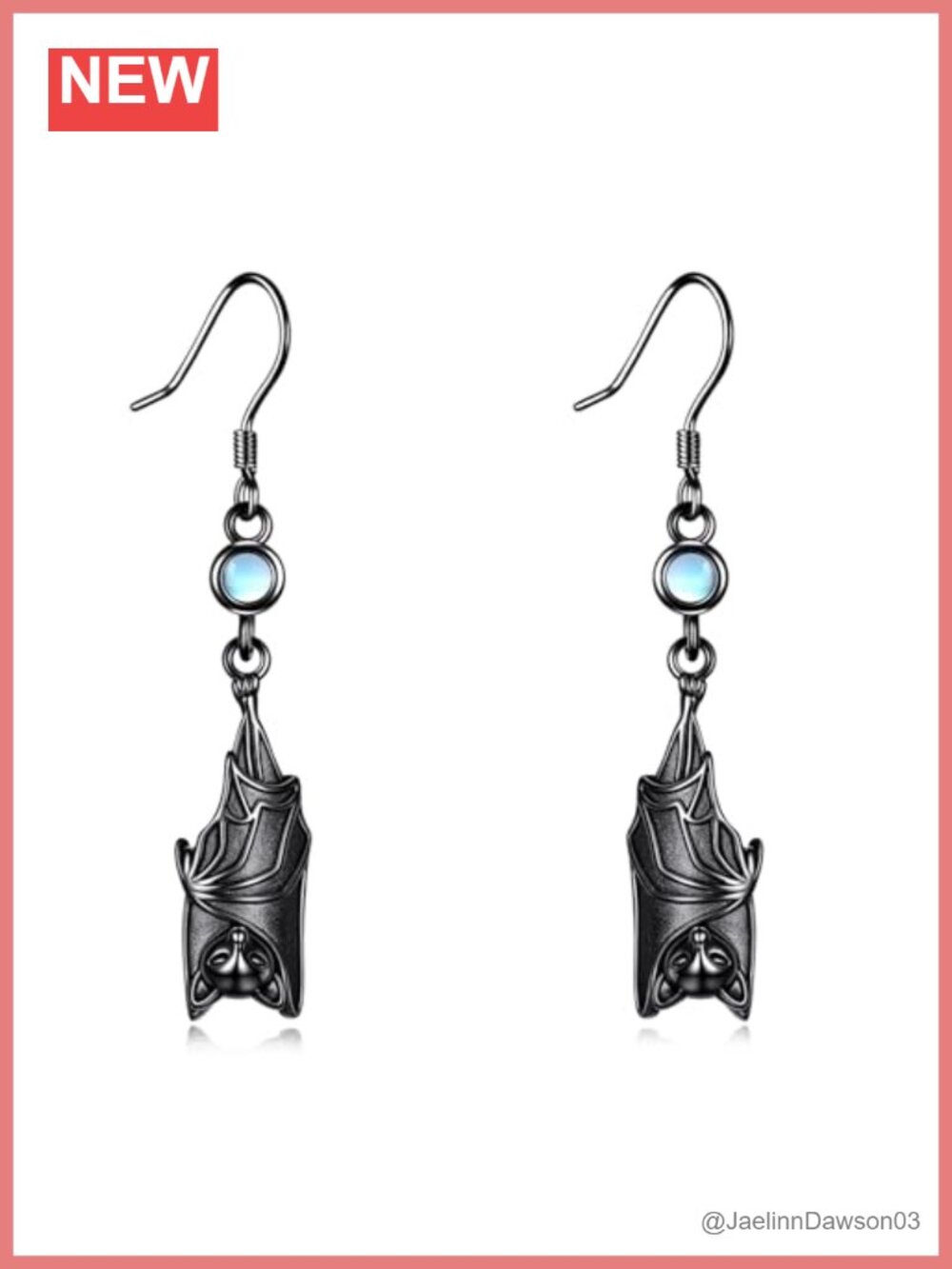 925 Sterling Silver Bat Drop Dangle Earrings Gothic Halloween Jewelry